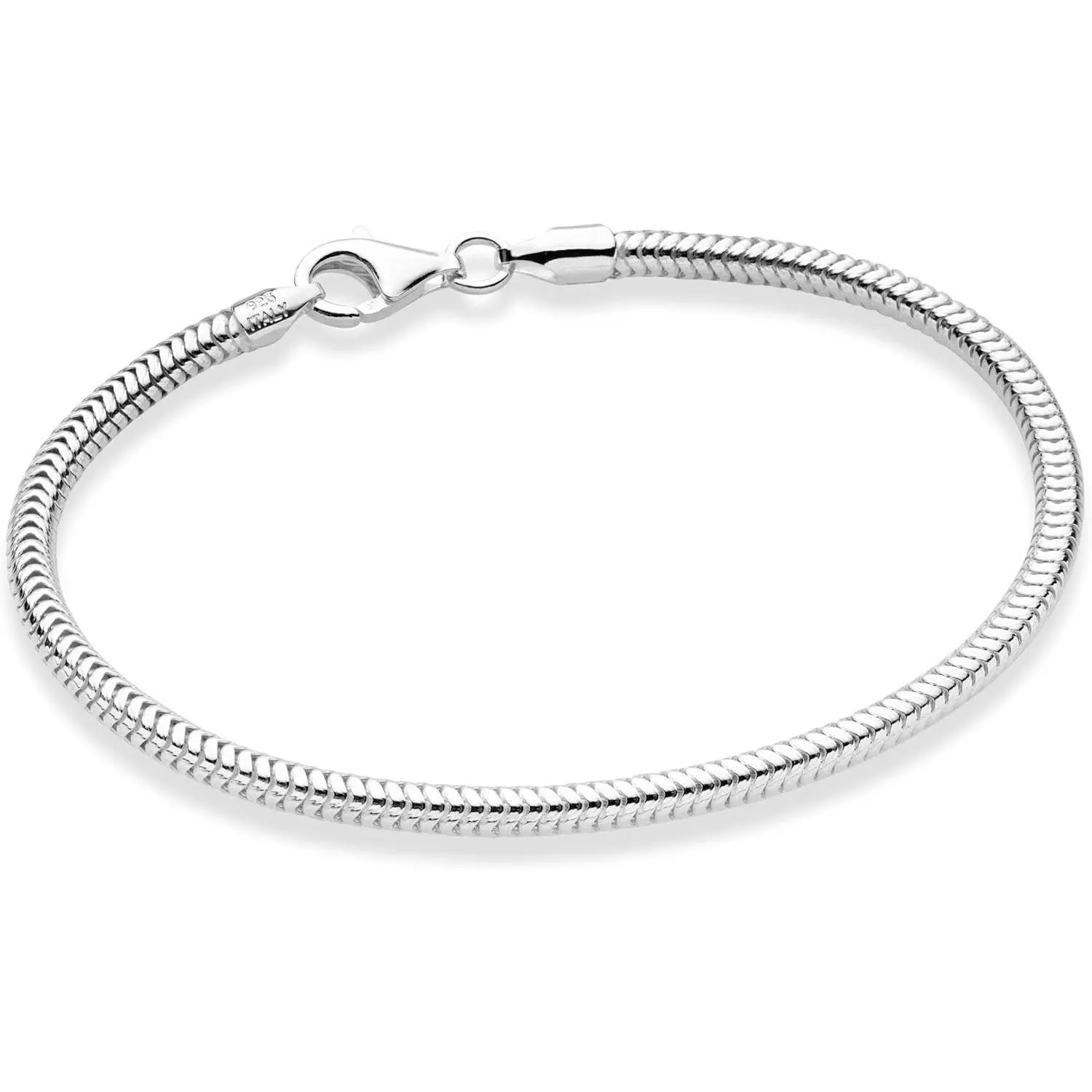 Miabella Italian Solid 3mm Snake Chain Bracelet for Women Men, Made in Italy