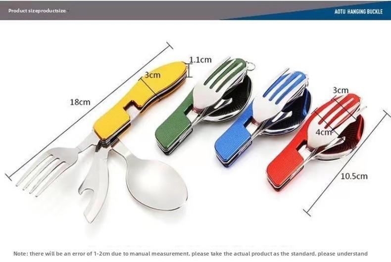 Portable Stainless Steel Cutlery Set for Travel Camping Knife Fork Spoon 3 in 1 Folding Utensils Outdoor Multi - Function Cutlery