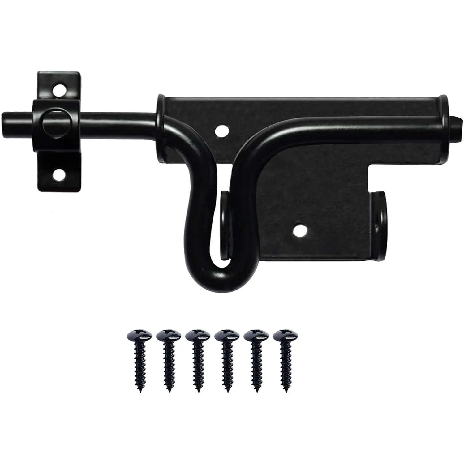 Black Heavy Duty Sliding Bolt Latch with  Lock Hole, Left and Right Sliding Bolt,  for Wooden Fence, Courtyard Door, Indoor and Outdoor Door Latch, Solid Thickened Iron Hardware