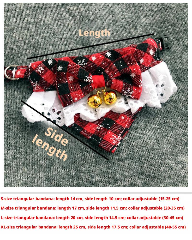 Christmas Plaid Pet Bandana Bow Tie Set - Adjustable Dog Cat Collar Accessory with Jingle Bell
