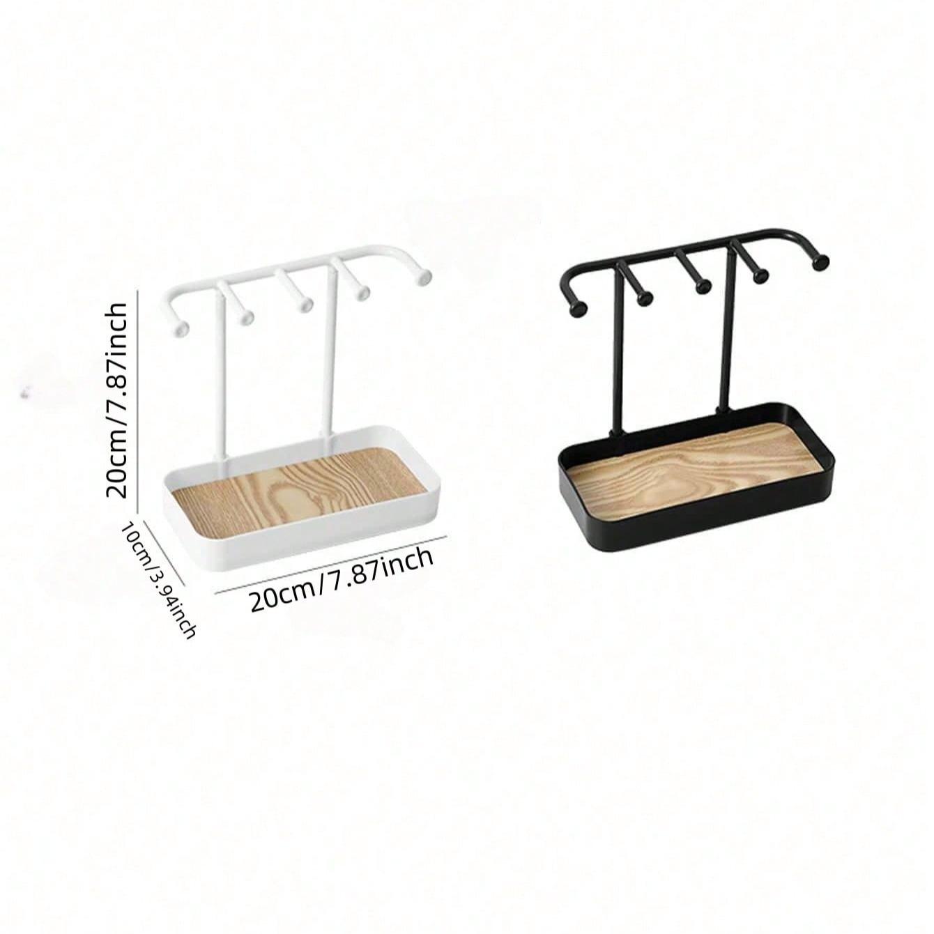 1/2pcs Jewelry Display Rack Organizer for Home, Wooden Necklace Ring Earring Holder, Chic Accessory Storage Stand