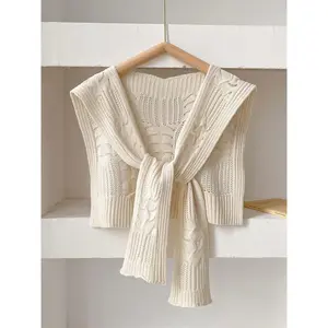 Women’s Solid Color Cable Knit Scarf – Hollow Out Soft Warm Shawl, Versatile All-Season Fashion Accessory for Women & Girls