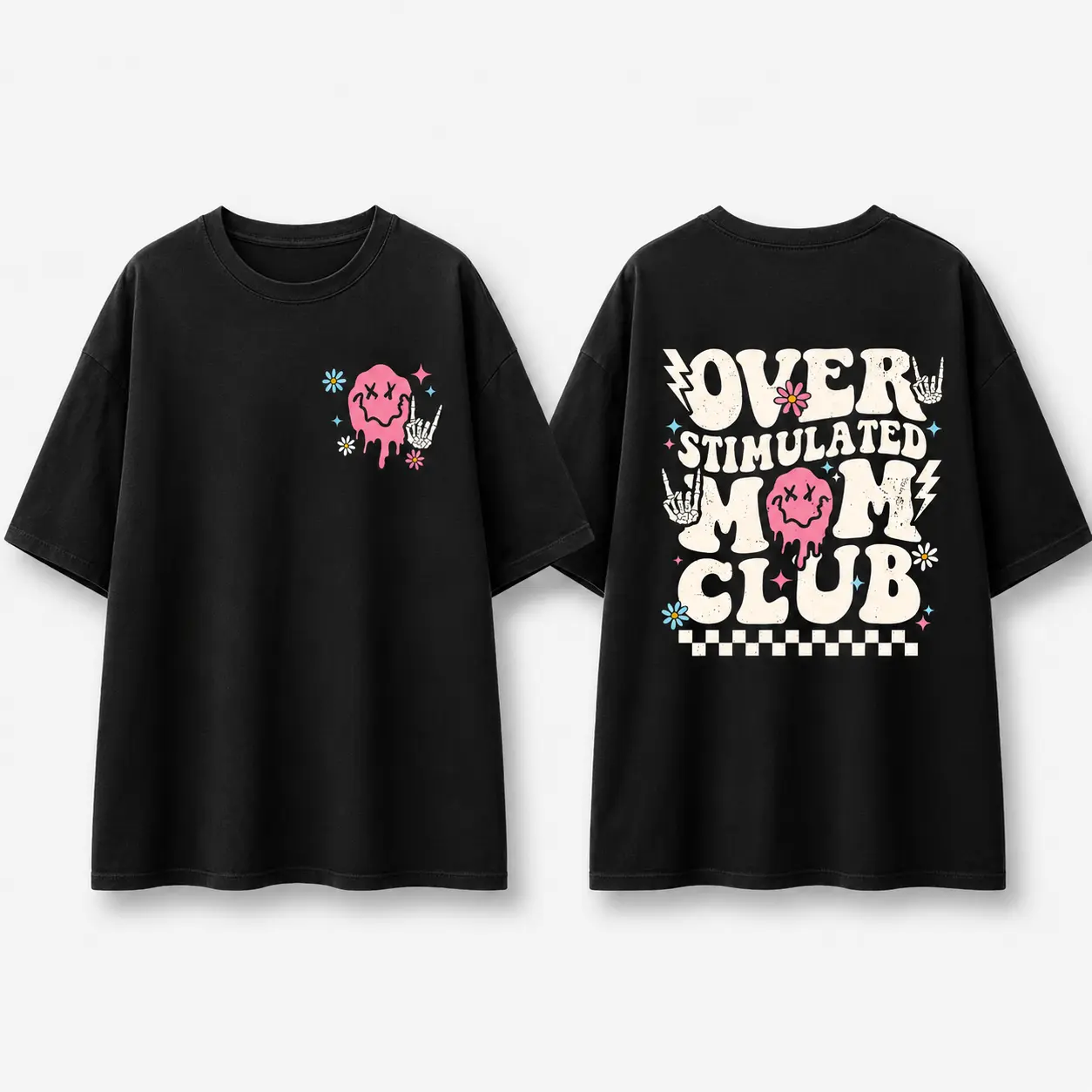 Overstimulated Mom Club Shirt, Cool Mom Graphic Printed T-shirt, Anxiety Mom Casual Style Tee, Gifts For Mom, Mom Birthday Gift, Cute Mom Cotton Fabric Tee Shirt, Vintage Mom Women Top Womenswear Comfort Fit Chic Style,Men's,Grunge
