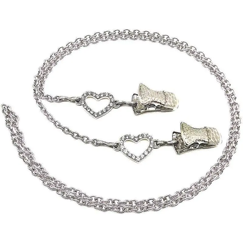 Fashion Eyeglass Chain with Rhinestone Heart, Beaded Unisex Clip Lanyard, Sunglasses and Spectacles Cord Holder