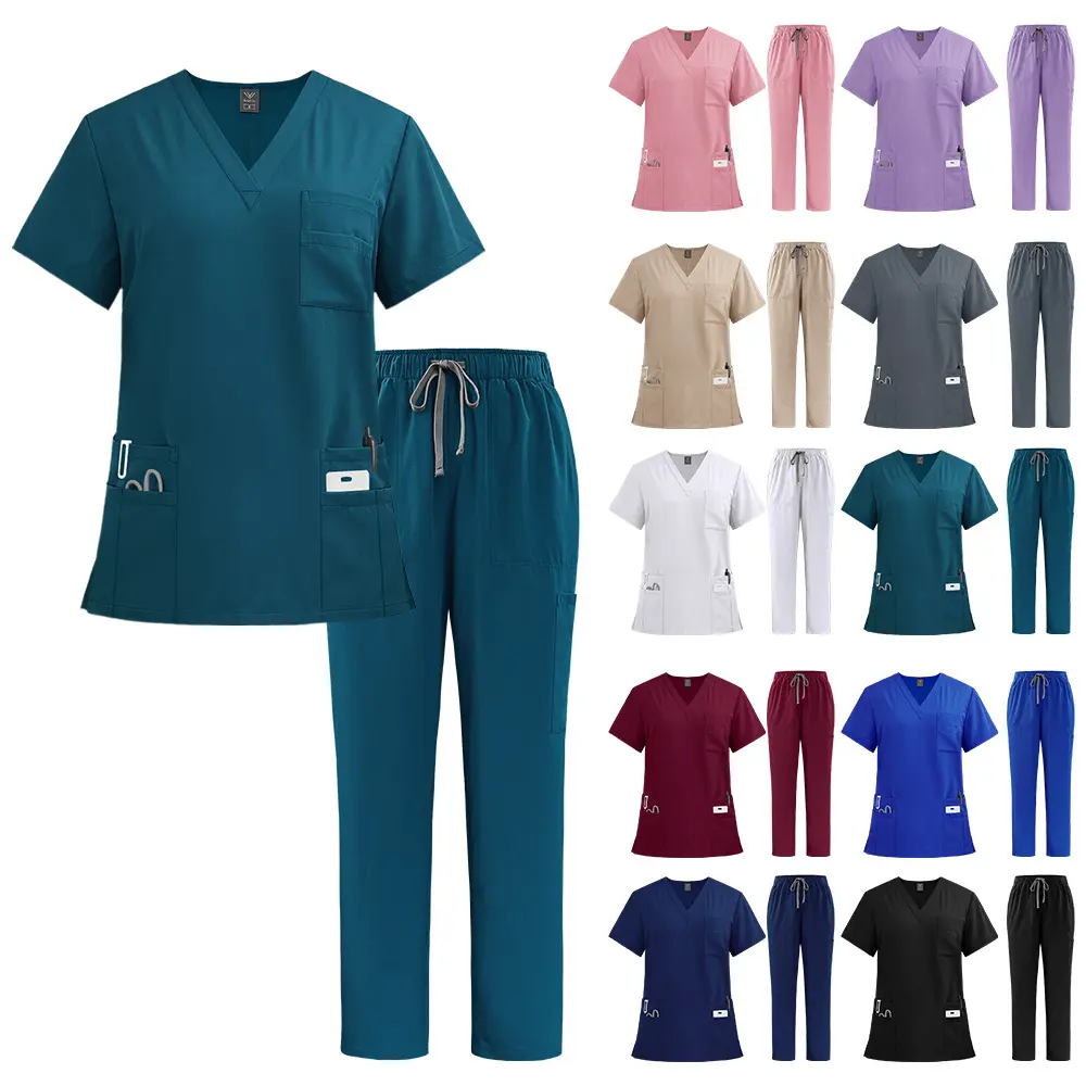 Plain Short-Sleeve Quick-Dry Comfortable Hospital Uniform Set, Menswear & Women’s Workwear for Doctor & Nurse Staff (2026 Top-Selling, Human-Centric Design), Uniforms