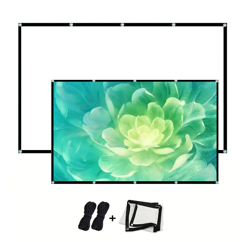 16:9 Portable Foldable White Soft Screen for Outdoor Camping, Room Use, Office Use, Washable, Ironing Portable Home Theater Projection Screen - 60/72/84/100/120/150/Corded Projection Screen, Portable Projector Screen