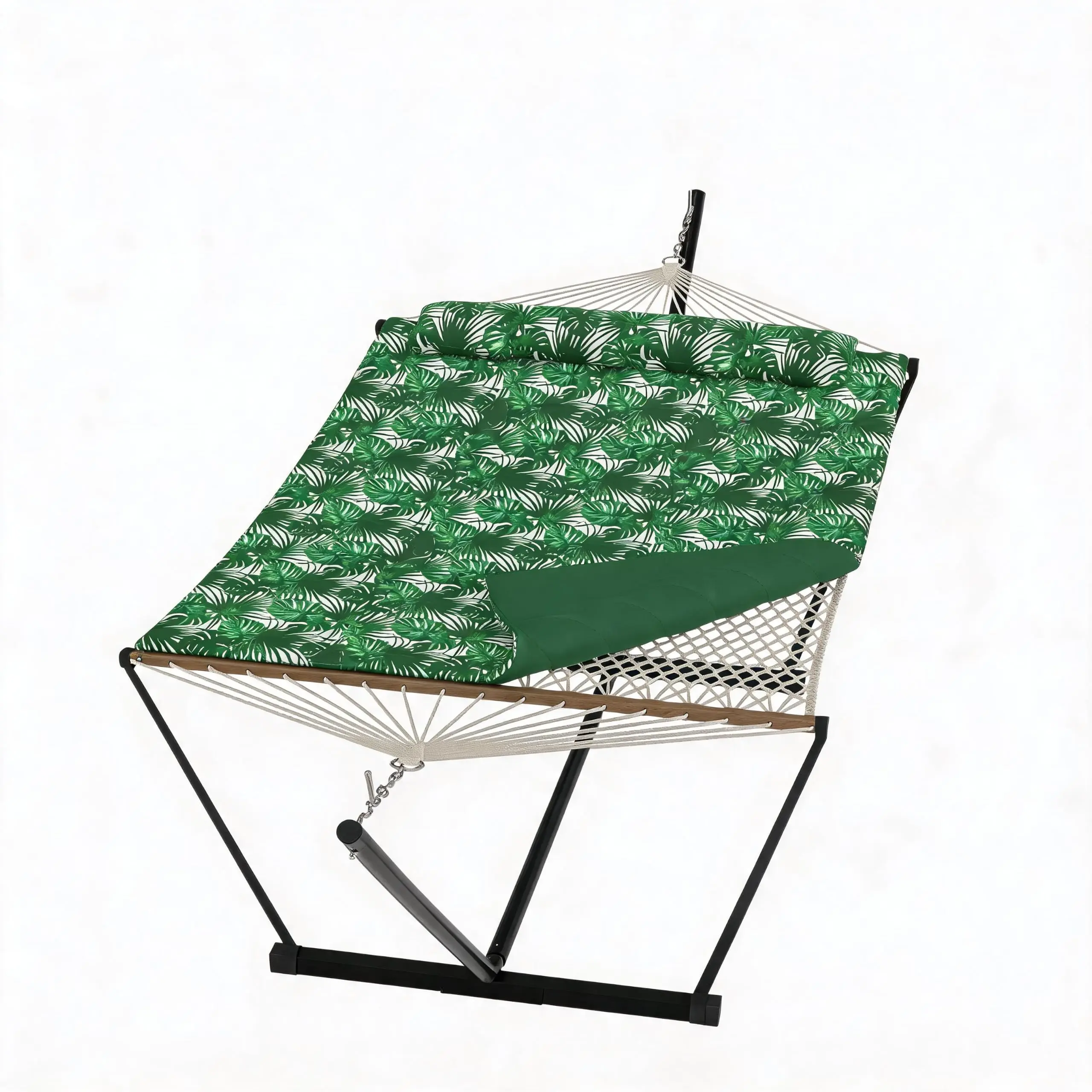 【GARVEE】2-Person Double Hammock with Stand – 450 LBS Capacity, Portable Steel Frame, Quilted Pad, Pillow & Carry Bag – for Patio, Backyard, Camping & Beach