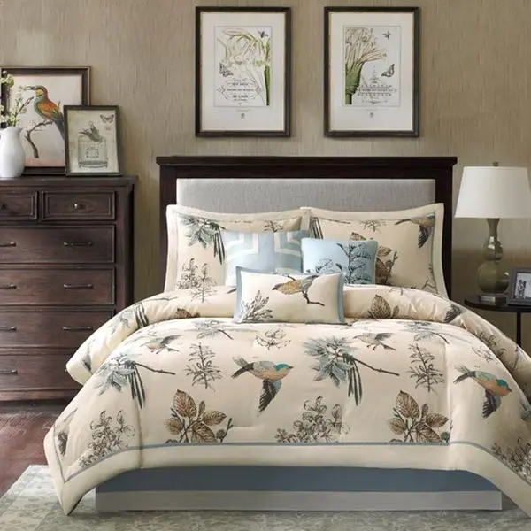 Nokaa 7 Piece Cotton Twill Comforter Set – Queen Size, Multicolor Printed Bedding with Shams & Decorative Pillows, Oeko-Tex Certified, Machine Washable All-Season Bedroom Set