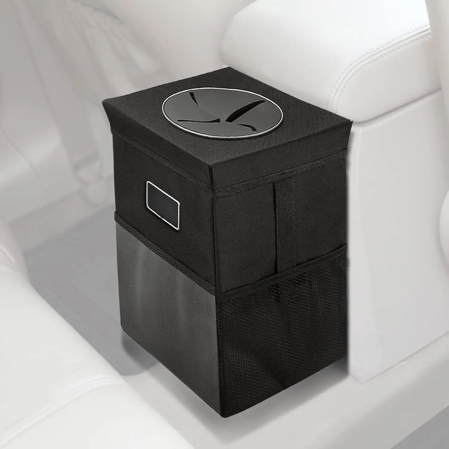 Trash Can with Lid -  Trash Bag  with Storage Pockets Collapsible and Portable  Garbage Bin, Leak-Proof  Organizer, 1.82 Gallons Multipurpose Trash Bin for