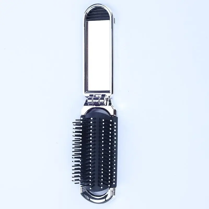Foldable Mirror Comb, Sweet Fashion Air Cushion Massage Comb, Portable Hair Brush for Men & Women, Hairstyling Comb, Easy Carry Travel Accessory