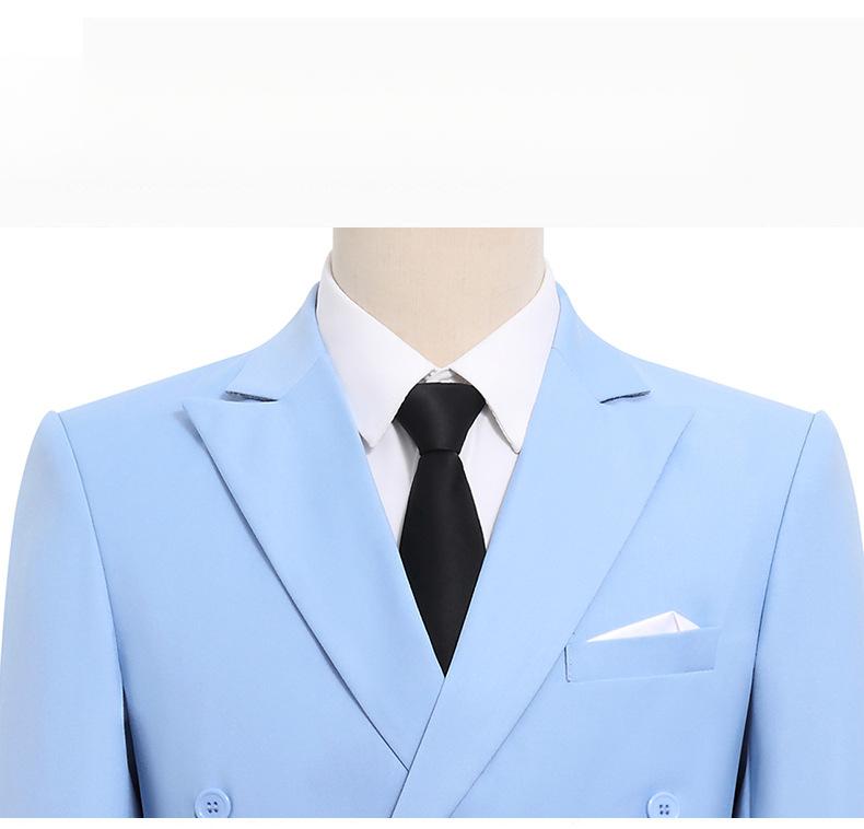 Men's Slim Fit Double-Breasted Suit Peak Lapel Business Formal Groom Wedding Blazer With Side Vents Men's Slim Fit Double-Breasted Suit Peak Lapel Business Formal Groom Wedding Blazer With Side Vents