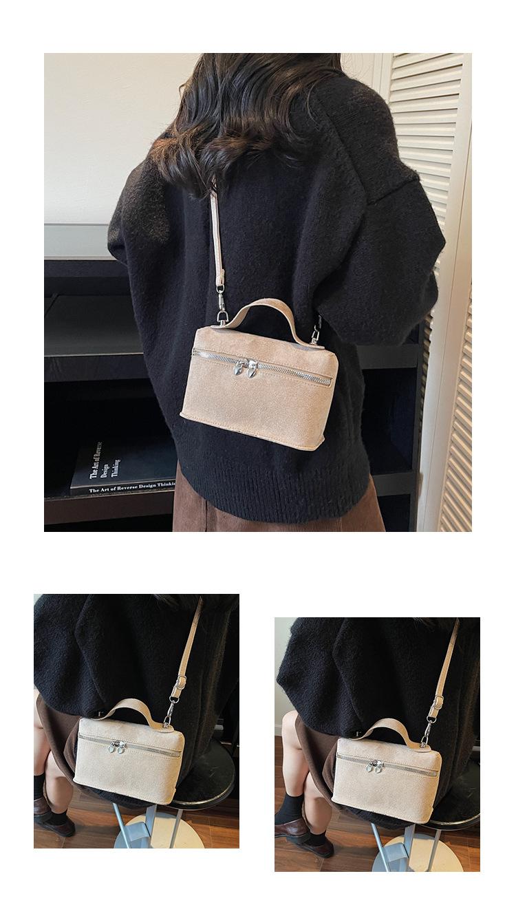 Luxury Suede Versatile Shoulder Bag  Purse Fall Winter Retro Matte Crossbody Handle Bag for Women Texture Simple Satchels Bag