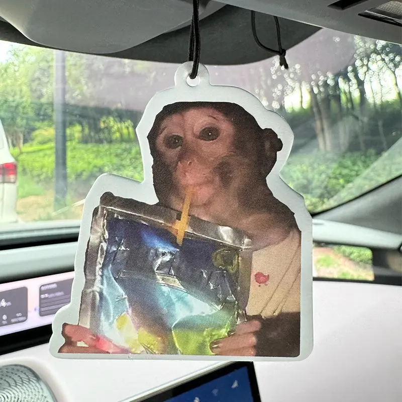 Funny Meme Monkey Car Air Freshener, Car Fragrance, Natural Mint Citrus Scent, Multipurpose Aromatherapy Ornament, Car Bathroom Bedroom Decor