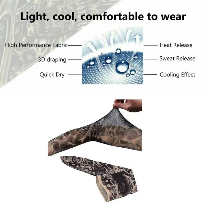 10pcs  Fake Temporary Tattoo Sleeves Slip on Arm Sunscreen Body Art Arm Stockings