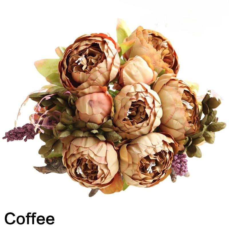 High Quality Artificial Mixed Flower Peony Hydrangea Flower Bouquet Set for Wedding Party Home Decor Christmas Halloween Table Centerpiece Living Room Dining Room Decoration Mothers Day Gift Ins Style Faux Floral Arrangement