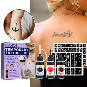 Long-Lasting Temporary Tattoo Liquid, Waterproof Pain-Free Body Art, Hollow Pattern Template, Juice Tattoo Ink, Party Style