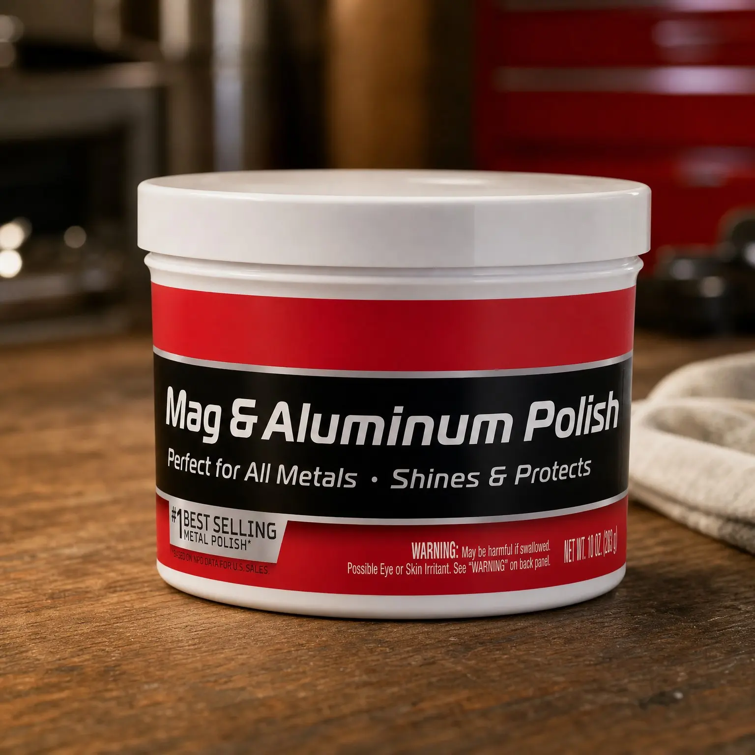 Mag & Aluminum Polish, 10 oz. (05101), Brilliant Shine for All Uncoated & Unplated Metals Including Aluminum, Stainless Steel Trim, Exhaust Tips, Brass & More