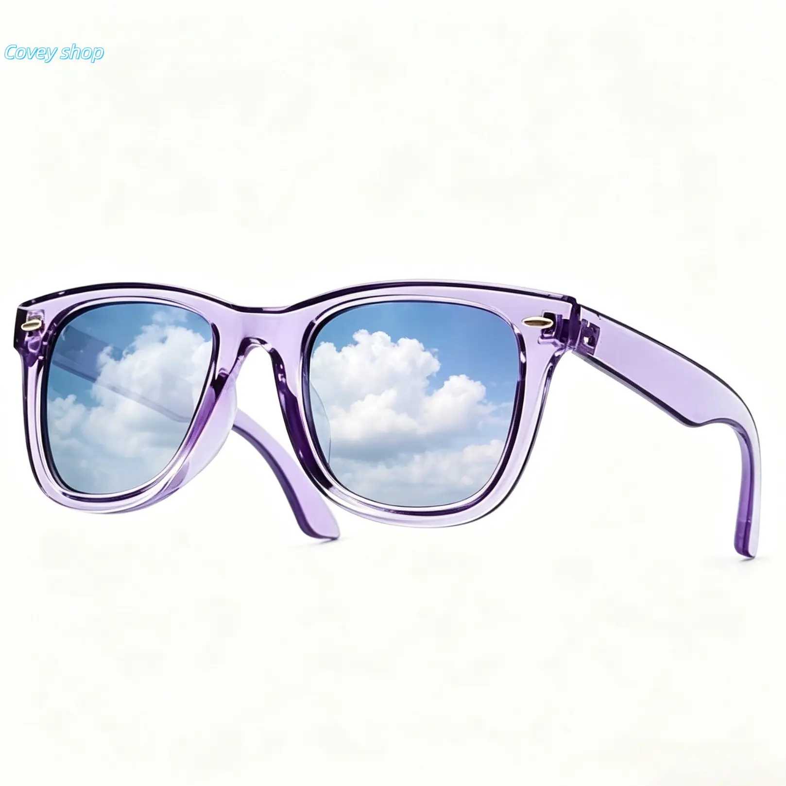 Unisex Classic Square Polarized Sunglasses, Anti-Glare UV Protection Sun Glasses, Transparent Frame Fashion Eyewear For Driving, Beach Travel And Daily Outdoor Matching