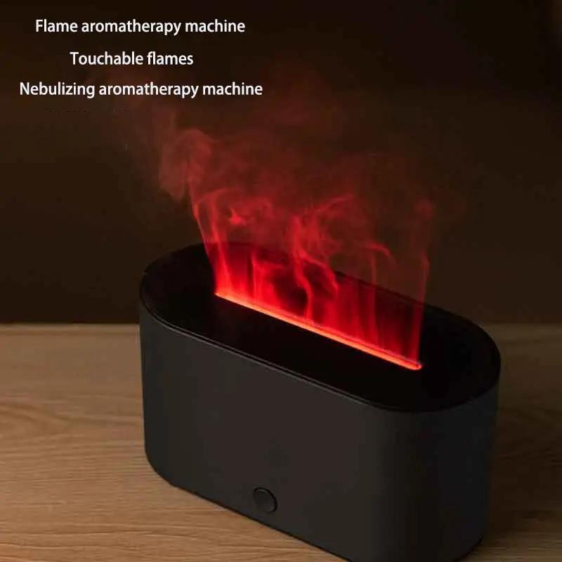 Humidifier Flavored Air Diffuser for Home Decor, 1 Count Simulation Flame Ultrasonic Air Humidifier for Fall, USB Powered Aromatherapy Diffuser, 7 Colors Lighting Mini Humidifiers Diffusers, Air Freshener for Bedroom, House Accessories Furniture