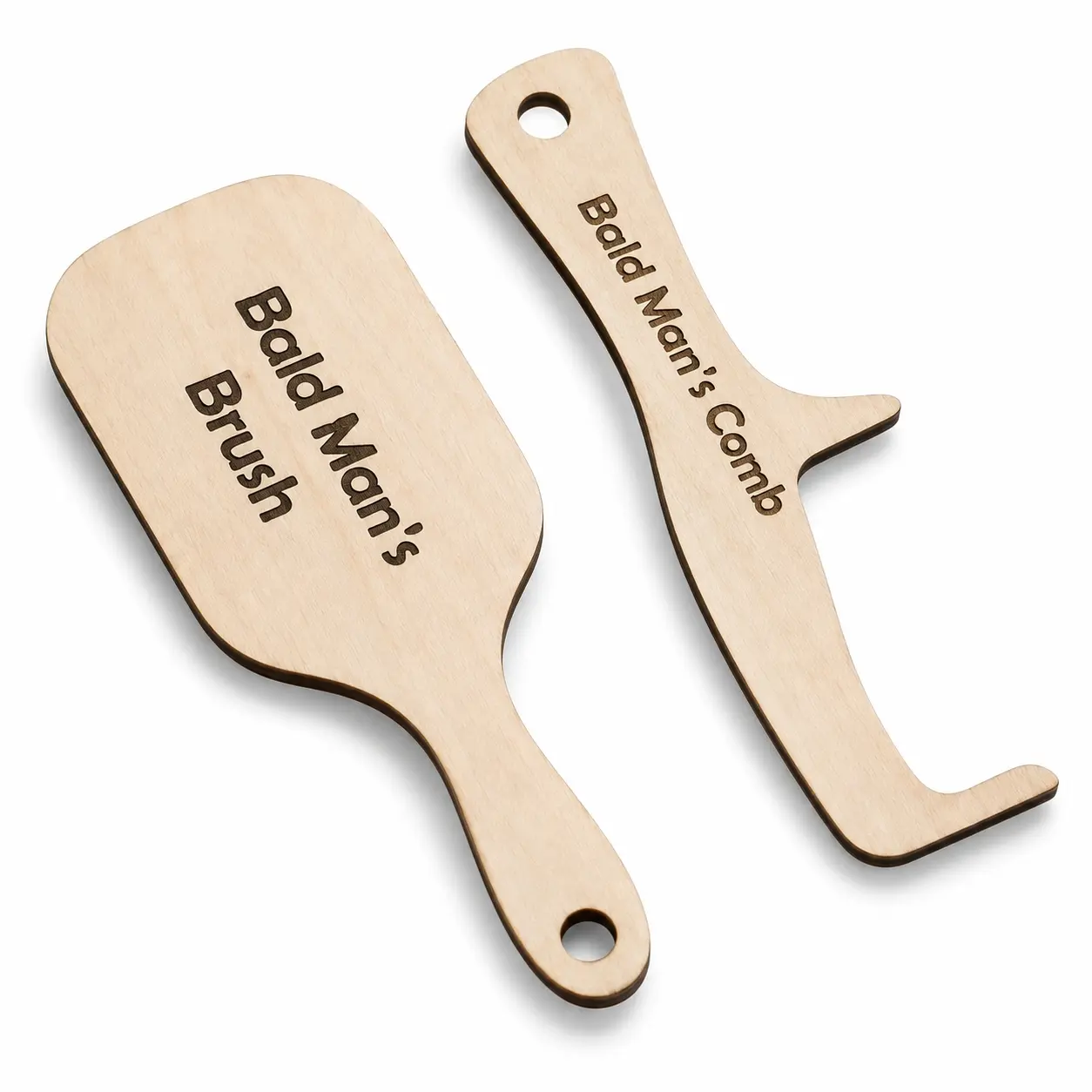 Bald Men Comb And Brush Set | Wooden Handle Hairless Comb & Toothless Brush | Funny Novelty Gag Gift | Humorous Grooming Tools for Birthday White Elephant