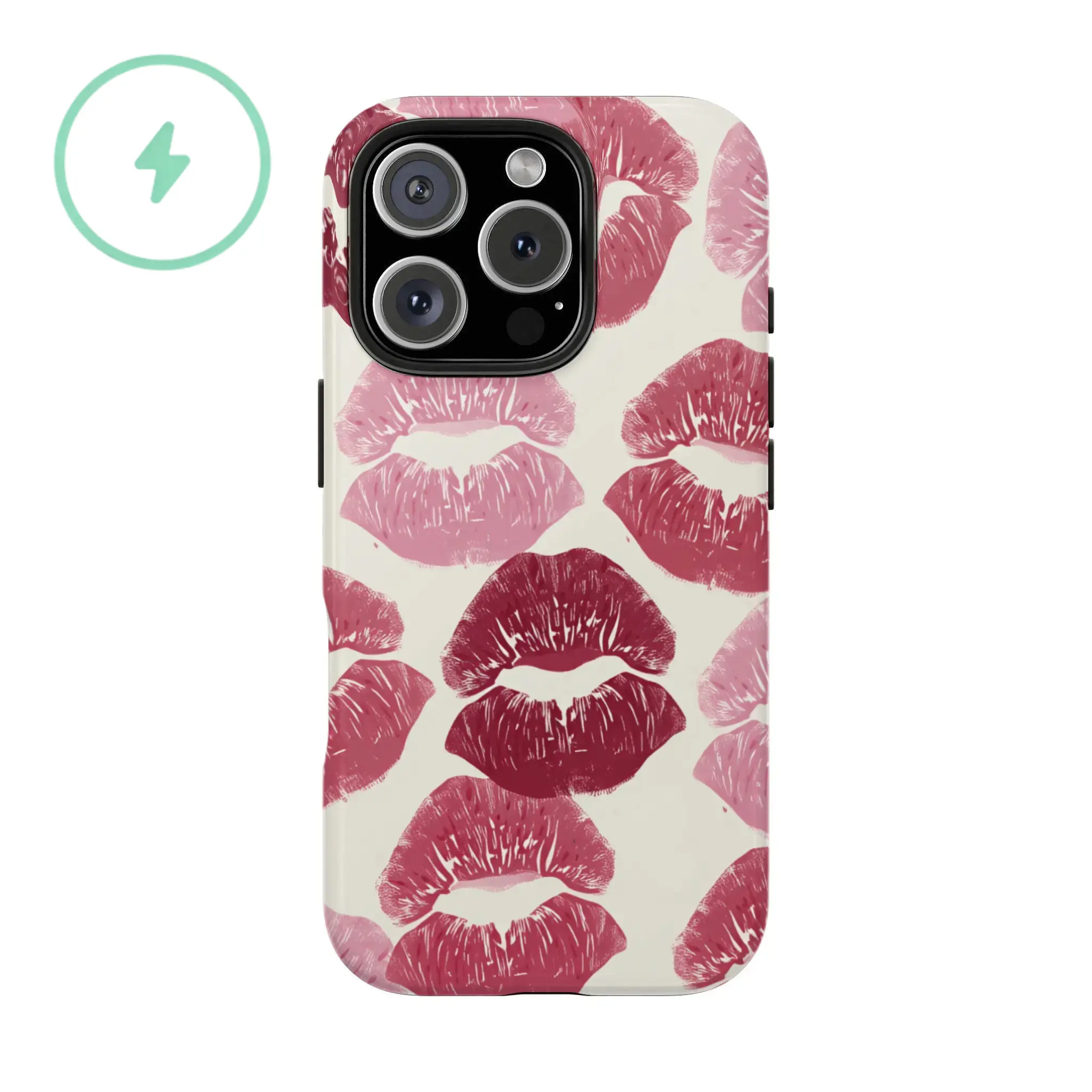 Phone Case Compatible with MagSafe, Lip Print Kiss Case for Girls Shockproof Protective Phone Case for iPhone 17 ProMax 17Air 16Pro 15 14 Leopard Print Design Anti Fall Cover