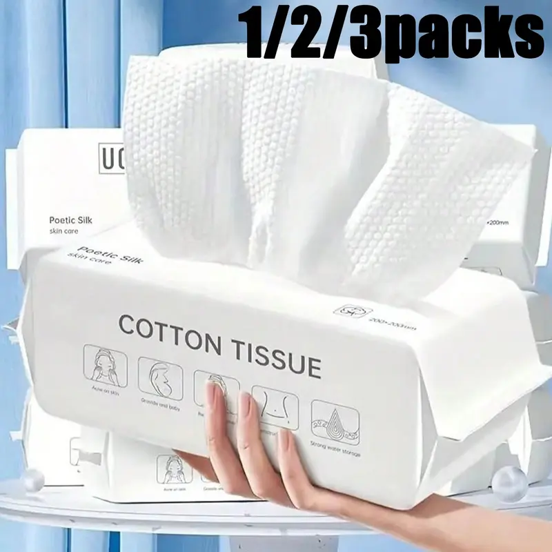 Disposable Face Towel, Disposable Face Towelette, Face Towelettes Disposable, 1/2/3 Packs Soft Multi-purpose Facial Dry Wipe for Skin Care & Makeup Removal, Household Items Facial Cleaning Tool for Hotel Home, Hygiene Products