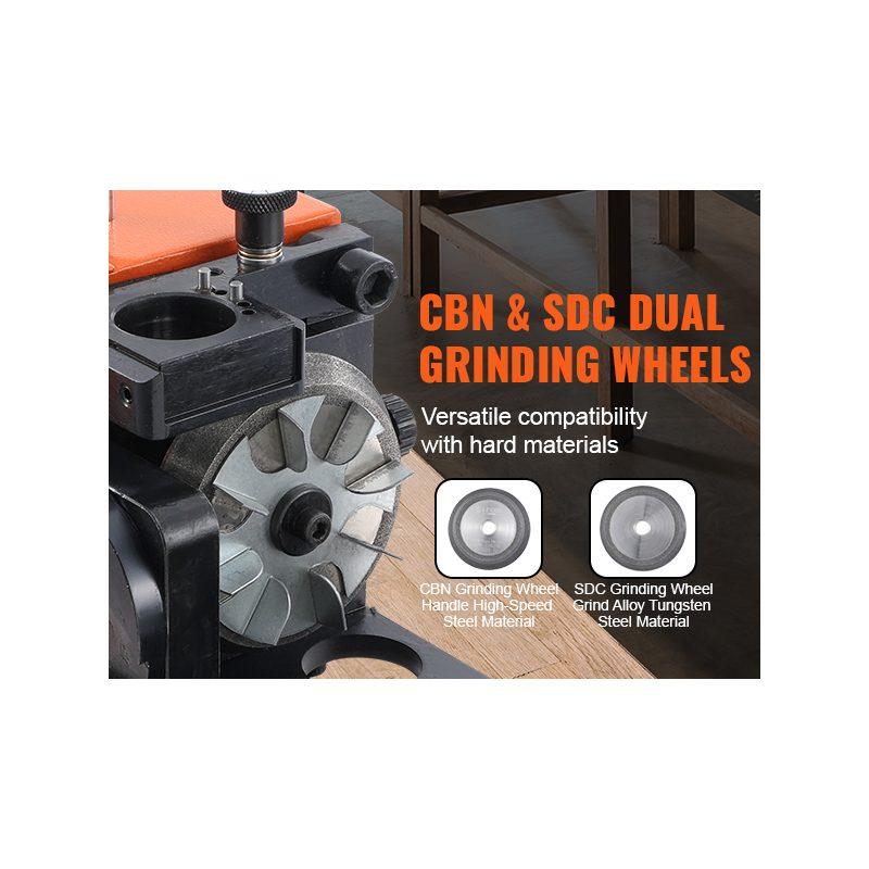 VEVOR Drill Bits Sharpener, 3-13mm Drill Bits Grinder Sharpener, Lip Relief Angle 95-135 Point Angle Adjustable Drill Bit Re-Sharpener, Portable Sharpening Machine with 11 Collets, CBN SDC Wheel