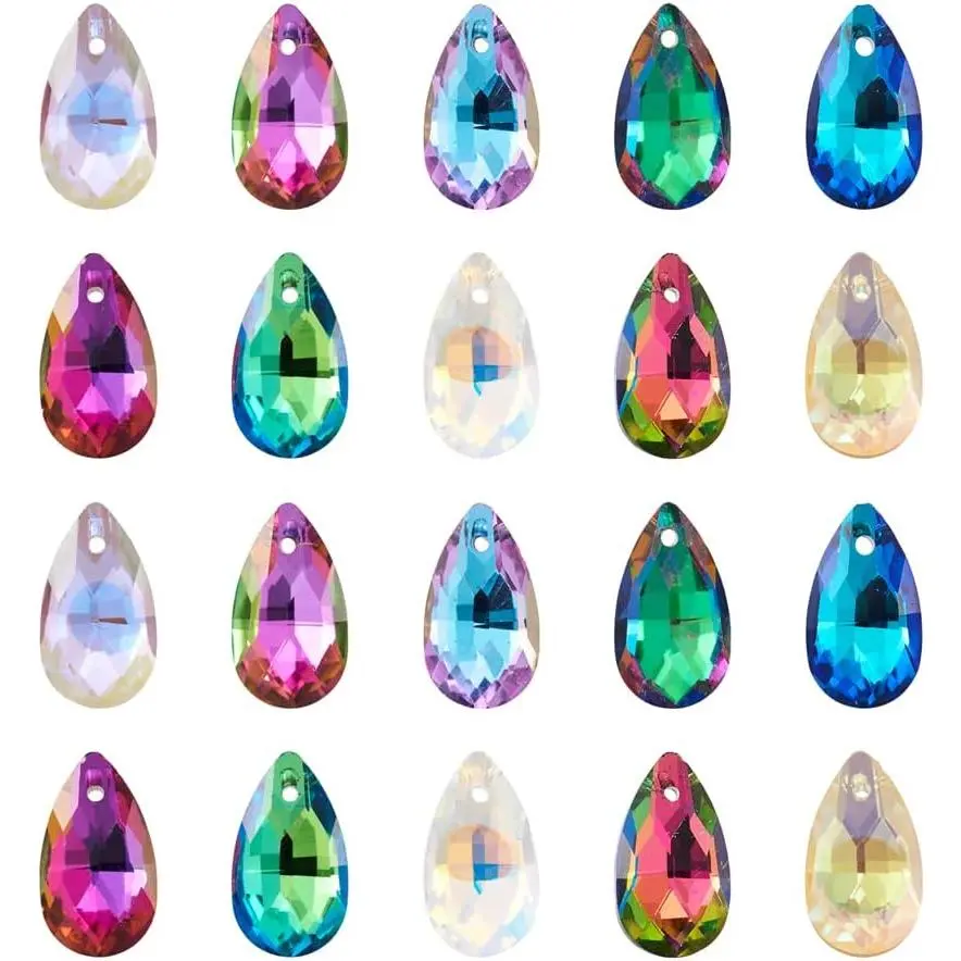 Pandhall 100 count  Teardrop Glass Beads Faceted Teardrop Beads  Drop  Pendants for Women Necklace Bracelet Earring  Making