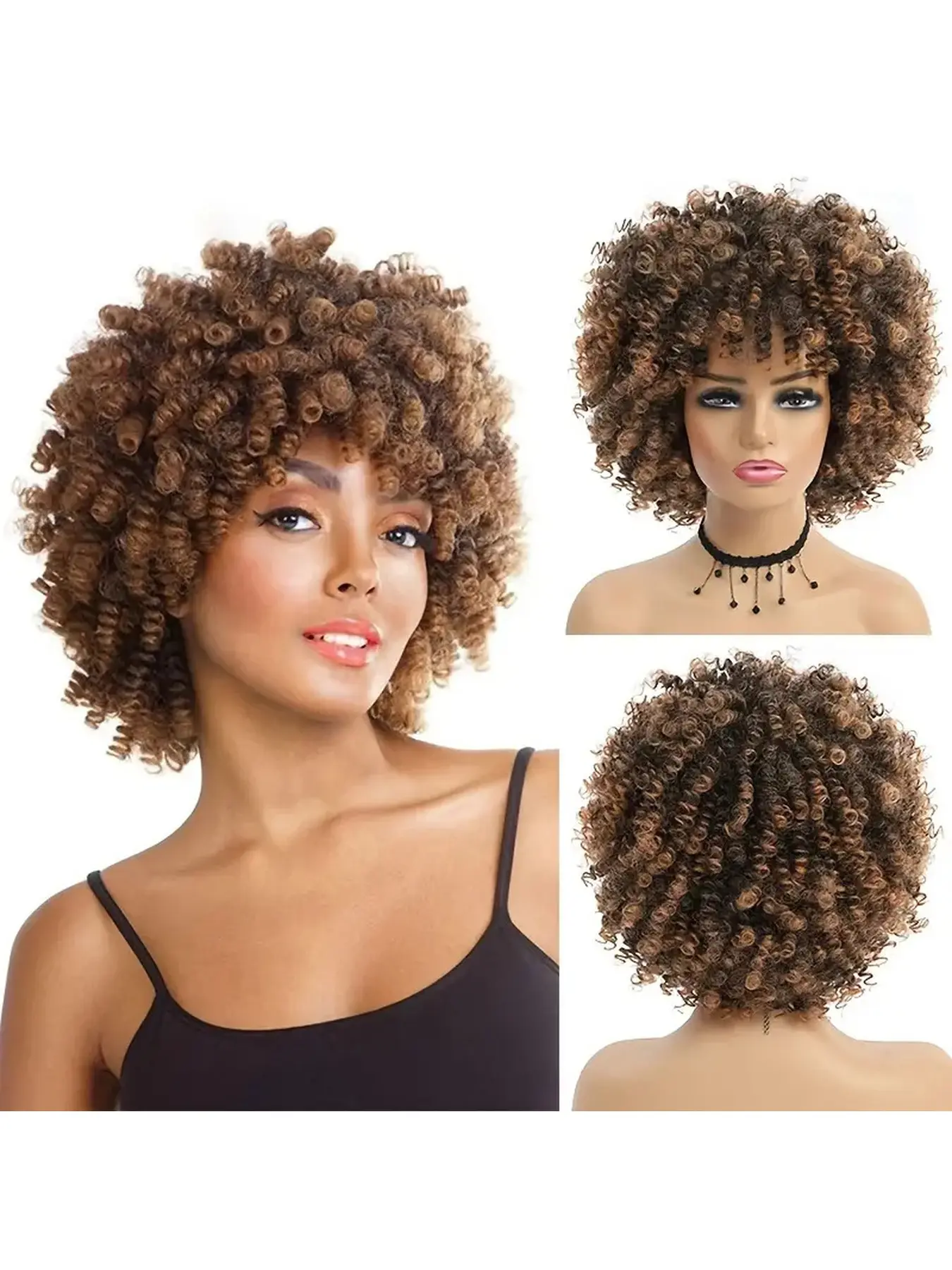 Lightweight Breathable Synthetic Fiber Full Lace Head Cover with Tiny Spiral Curls Perfect for African Inspired Fashion Bold Street Photography Everyday Versatile Stylish Hair Accessory