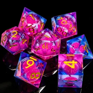 Liquid Core D&d Resin Dice Set, 7 Polyhedral Dice, Ideal for D&d Rpg Tabletop Games, Perfect Gift for Gamers, Dragon and Dungeon