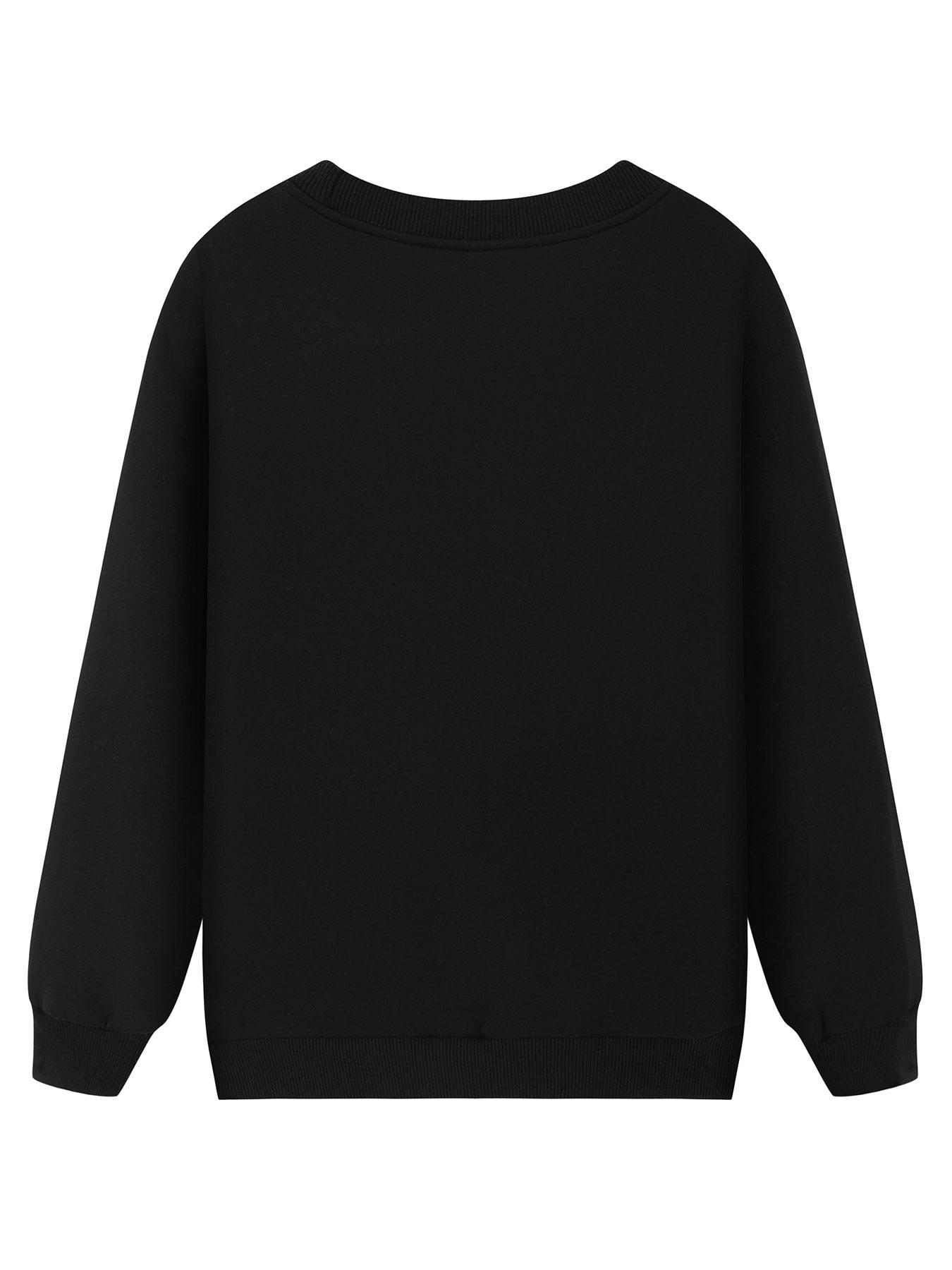 Women's Solid Drop Shoulder Fuzzy Sweatshirt, Casual Long Sleeve Round Neck Pullover, Women's Warm Fall & Winter Clothes for Daily Wear