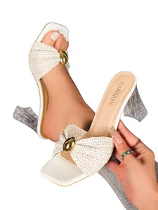Cute Braided High Heel Mules, Summer Breathable Women's High Heel Sandals, Large Size Transparent Thick Heel Slippers, Braided Heeled Sandals