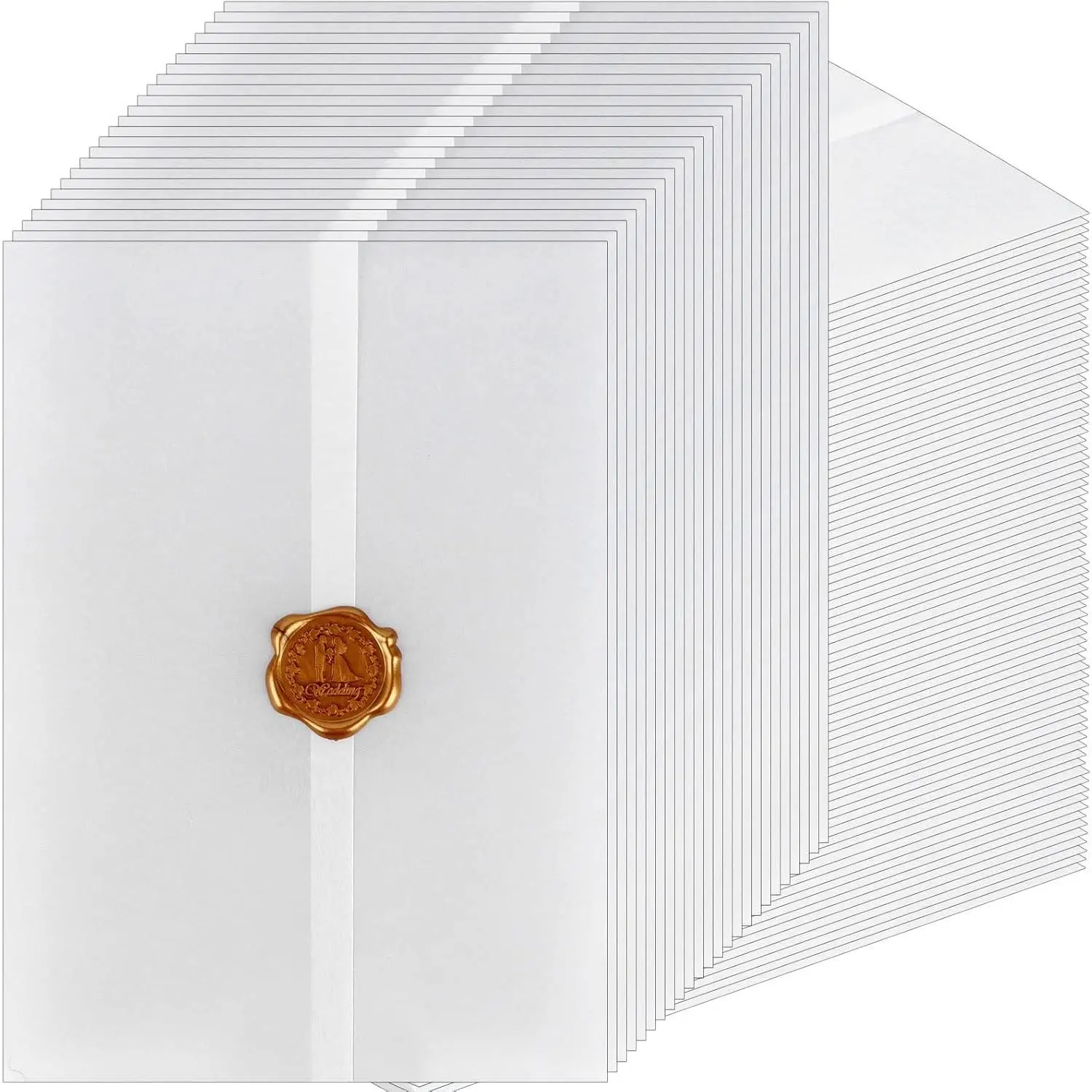 200 Pcs Pre-Folded Vellum Jackets for 5 x 7 Invitations Translucent Wedding Invitations Paper Tracing Paper Invitation Folded Vellum Paper Wraps for DIY Photos Postcards Wedding Birthday Invitations