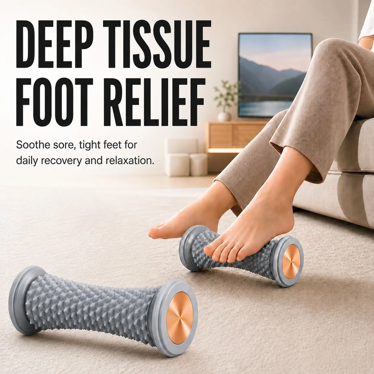 Deep Tissue Massage Roller Stick for Plantar Fasciitis Recovery, Muscle Relief, Home Care, Gym, Yoga, Pilates, Durable, Flexible, Gift