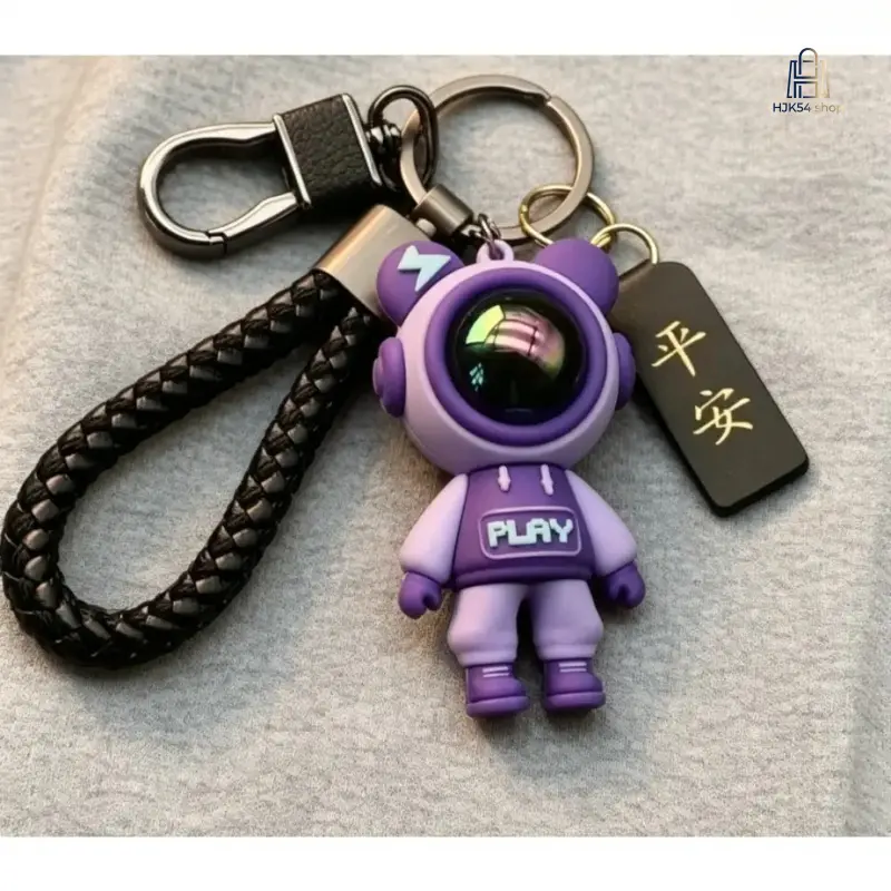 Glowing Astronaut Keychain, Mini Alloy Space Figure, Backlit Luminous Pendant Key Ring for Couple Car, Bag Decor Accessories