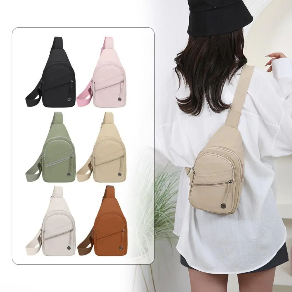 Women's Minimalist Nylon Bum Bag - Large Capacity, Multi-Pocket Basic Plain Crossbody Purse with Washed Fabric, Adjustable Shoulder Strap for Casual Use