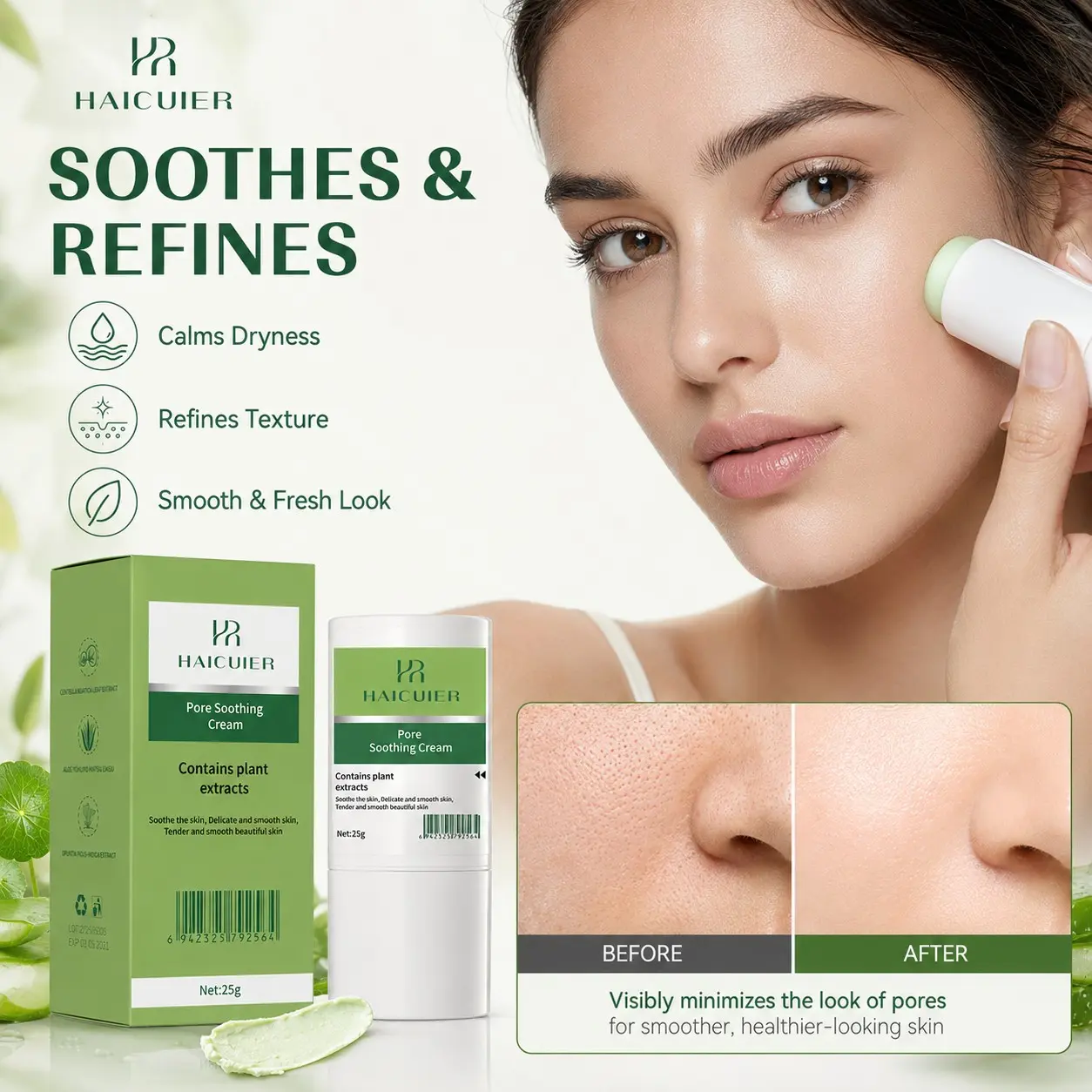 Multi-Use Pore Repair Balm, Cactus Extract Facial Soothing Balm, Face Cream, Reduces Visible Pores, Revitalizes Skin, Natural Skincare Solution