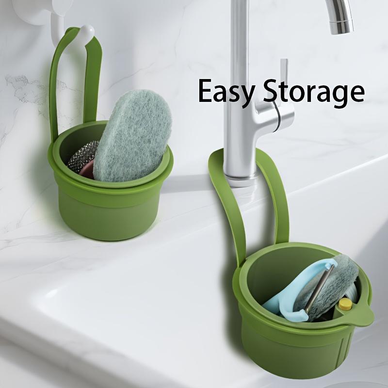 One-Touch Press-Type Drainer Basket, Strainer Basket, Food Residue Filter, Sink Drain, Kitchen Plant Stand, Detachable, Sponge, Cloth, Soap Drain for Kitchen & Bathroom, Kitchen Accessories