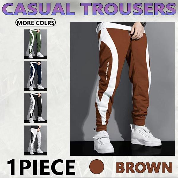 Men's Regular Fit  Splicing color Drawstring Waist Sweatpants, Casual Pocket Design Pants for Fall & Winter, fall outfit Men's Trousers for Daily Wear