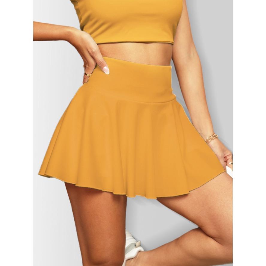 Women's High-Waisted Color Block Tennis Skirt | Slim Fit Sports Skort with Lined Shorts & Pockets for Workout & Casual Wear