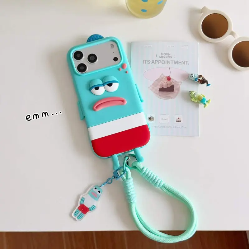Cartoon Emo Bikini Bottom Ugly Fish Phone Case for iPhone 16 17 Pro Max Plus Shockproof Protective Case