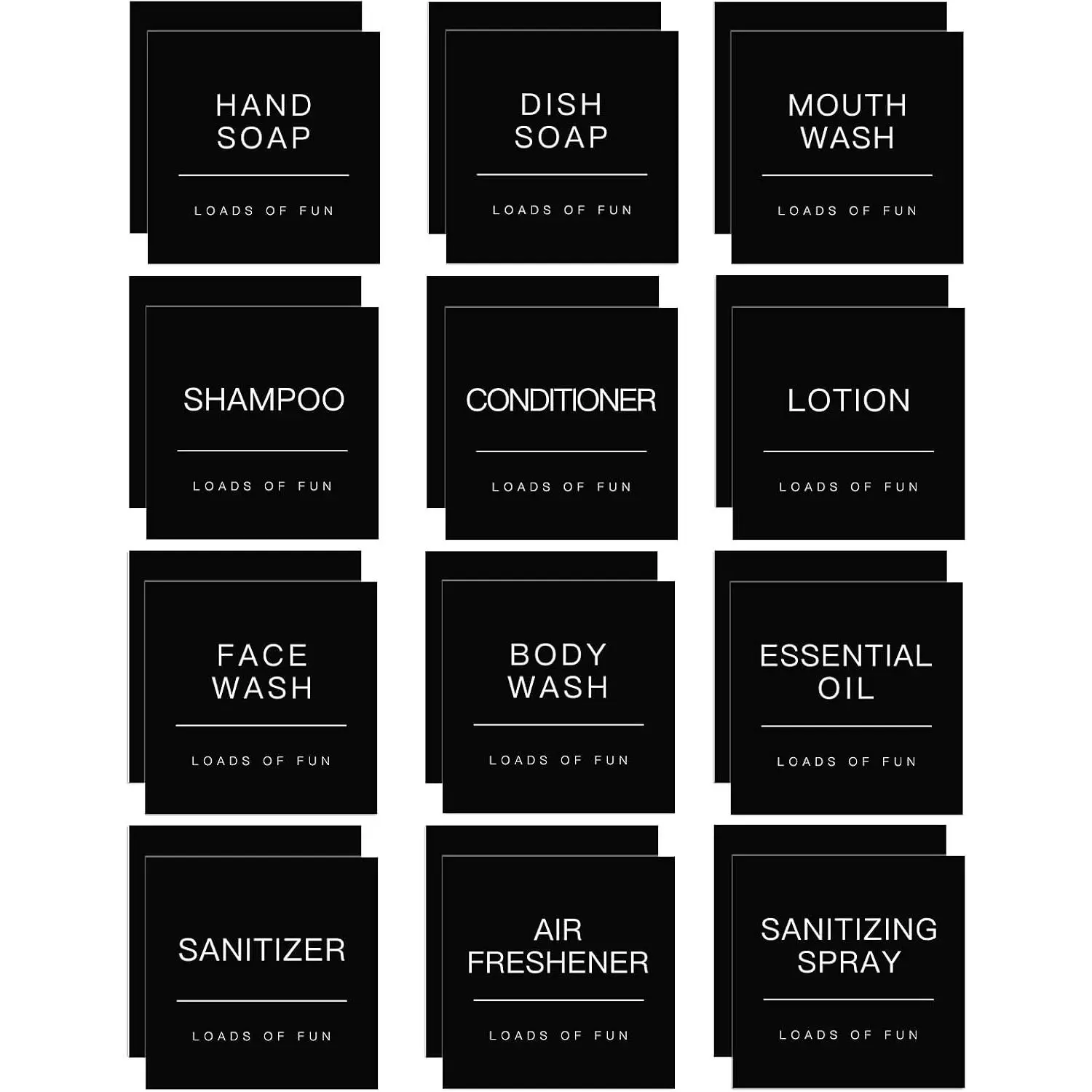 Bathroom Label Stickers for Organizing,  Label Stickers for Bottles and Jars Containers, Hand Soap and Lotion Shampoo Conditioner Soap Dispenser Labels (24 PCS, Black)