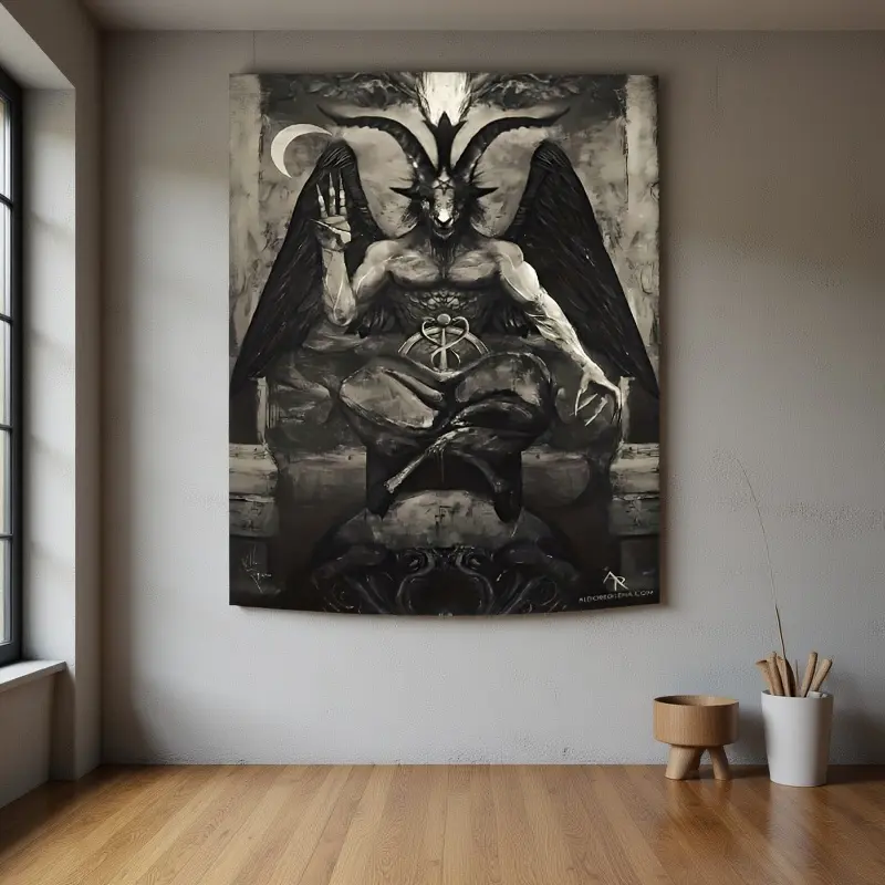 Gray Satanic Vertical Wall Hanging Tapestry - Soft Peach Skin Fabric, Decorative Vertical Portrait Wall Decor for Bedrooms, Ideal Indoor Gift for Home Supplies