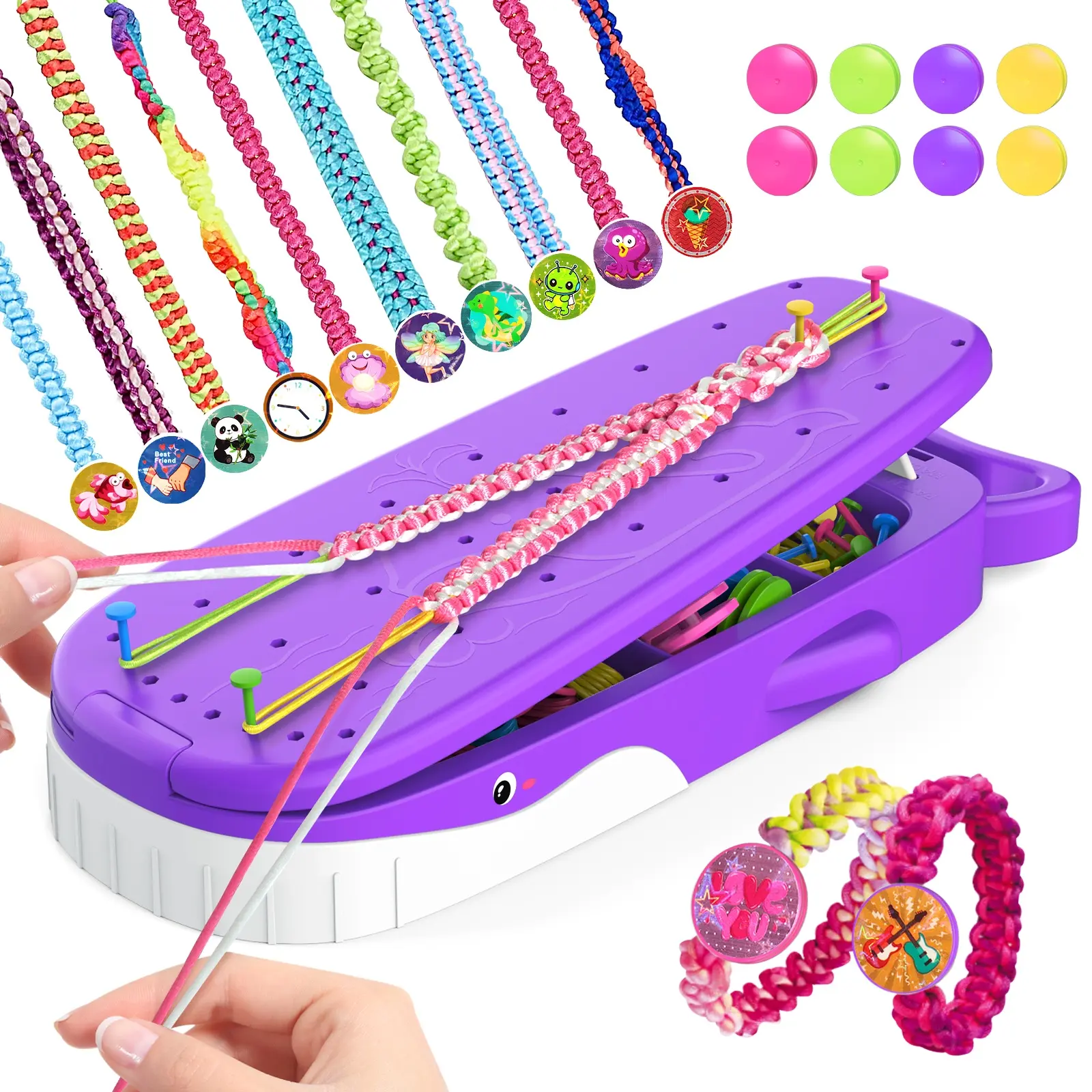 DIY Art & Craft Kit for 6-Year-Old Girls, Whale Bracelet Weaving Set, Creative Birthday Gift, Hot Bead Making Toy Set