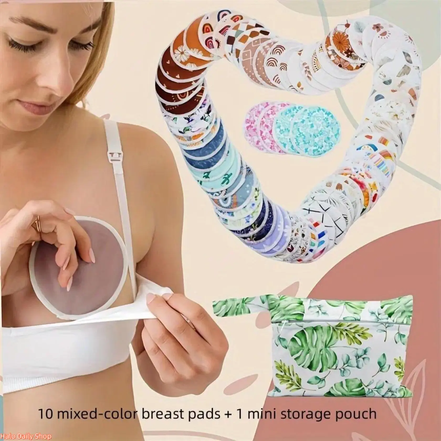 10 Pack Stay Dry Nursing Pads for Women, Reusable & Washable Fabric for Leak Protection with a Secure Fit, Includes Storage Bag, Leakproof, Mothers, Daily Activities, Safe