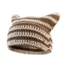 Cat Ear Beanie Crochet Hat Off-season Beanies Knitted Hats Cute Headwear Beanies Y2k Winter Hat Slouchy Beanie Kitsch Bonnet Cotton