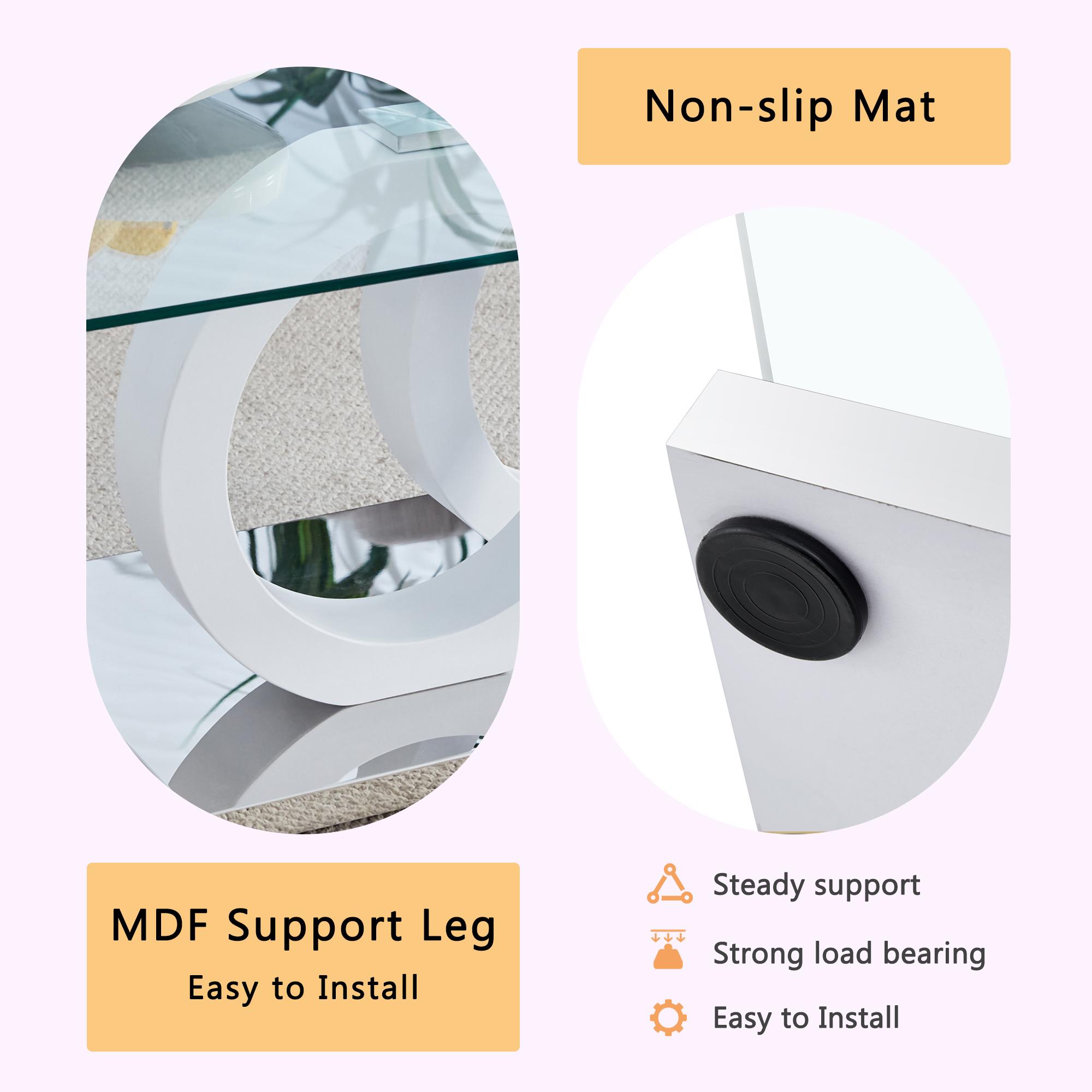 Rectangular Coffee Table Tempered Glass Center Table Suitable for Living Rooms and Lounge Areas, Product Dimensions are 47.2*25.6*17.8Inches.