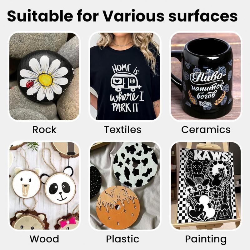 White Acrylic Paint Pens,White Markers Paint Permanent Marker Pens, Fine Tip 1-2mm Waterproof Paint Pen for Fabric Rock Painting Tyre Art Paper Glass for Drawing,Coloring,Graffiti,DIY Crafts