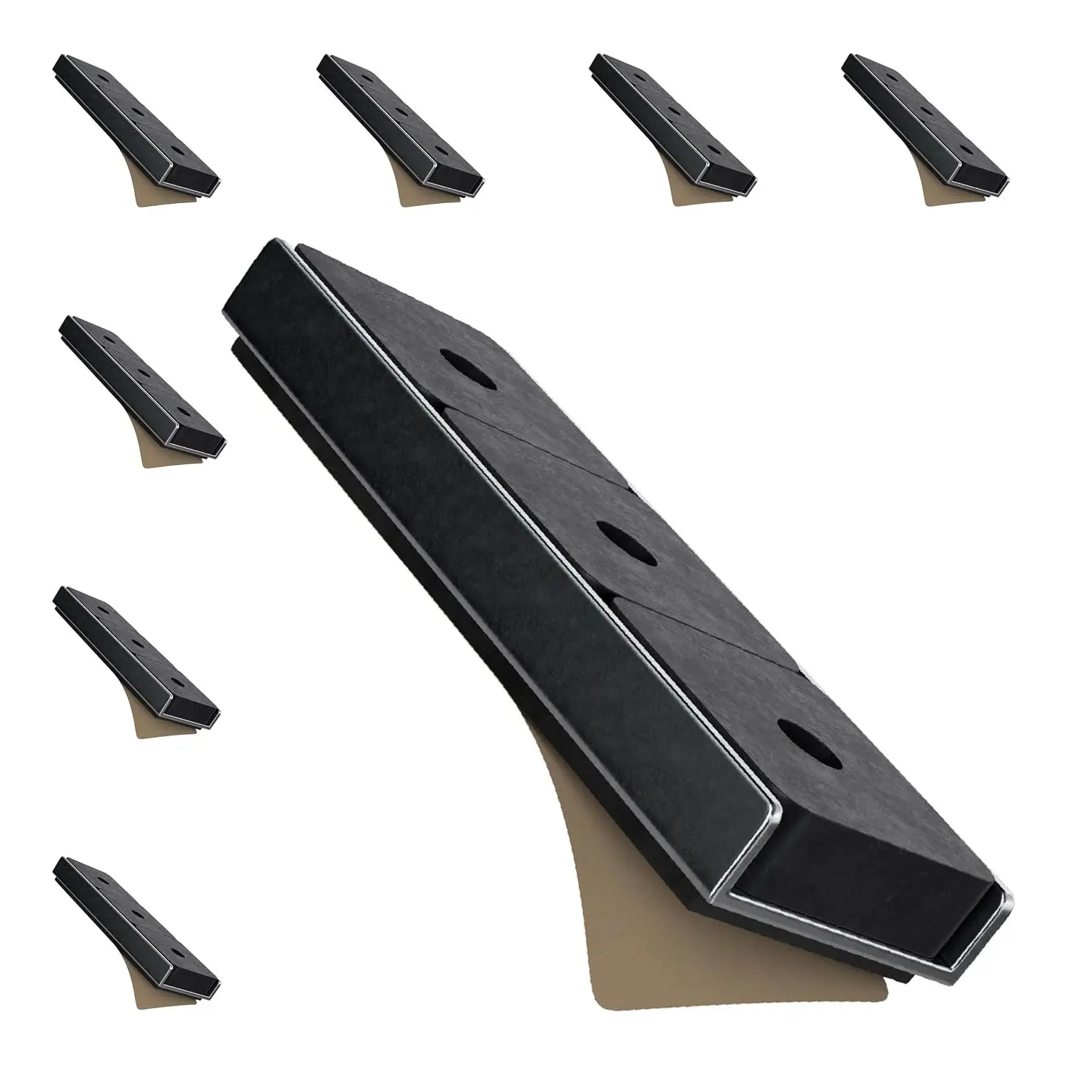 Ceramic Channel Magnet Pack - Heavy-Duty Strong Magnets - 22 lb Pull Each - Double-Sided Adhesive Foam Backing - Nickel-Plated Base - 3” L x 0.905” W x 0.25” H - 8-Pack