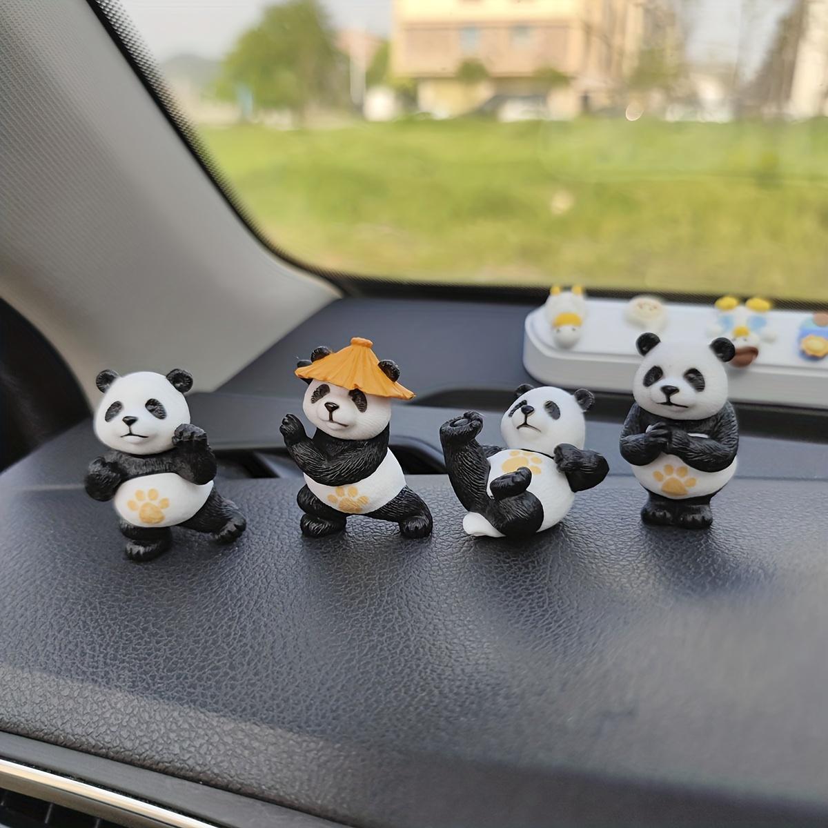 4pcs Panda Car Ornaments Center Console Desk Decorations Small Interior Accessories for Office Car Decoration